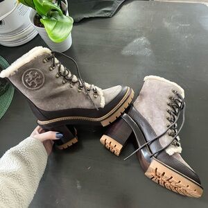 Tory Burch Miller Shearling Lug-Sole Ankle Boots!